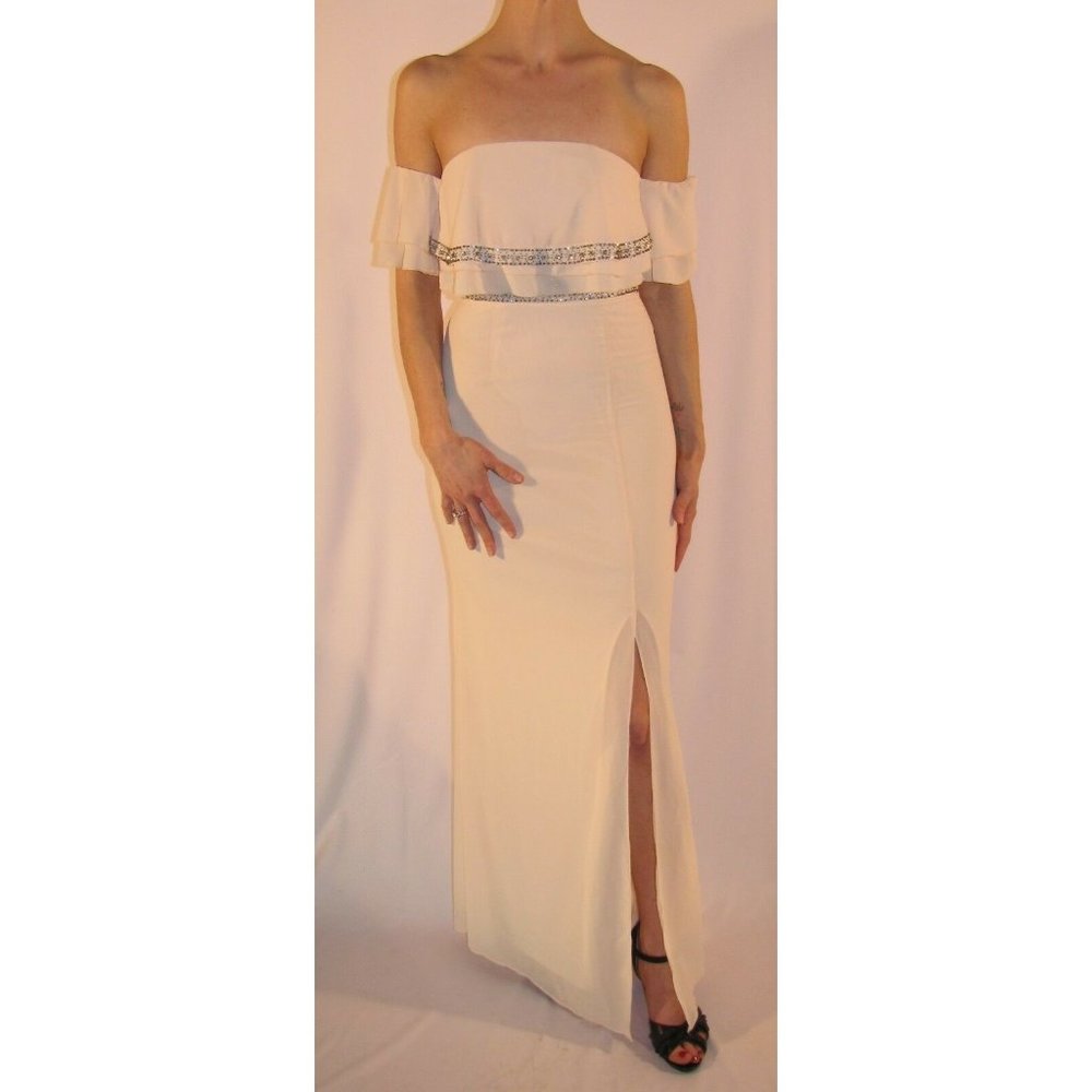 TFNC Cecilia Embellished Ruffle Off the Shoulder